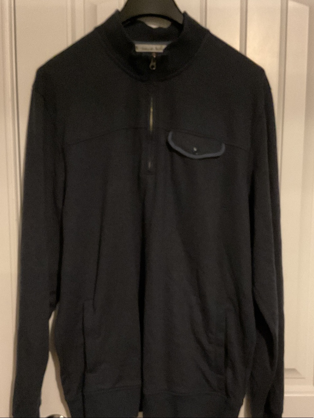 Travis Mathew Men's Black Half-Zip Pullover with Chest Flap